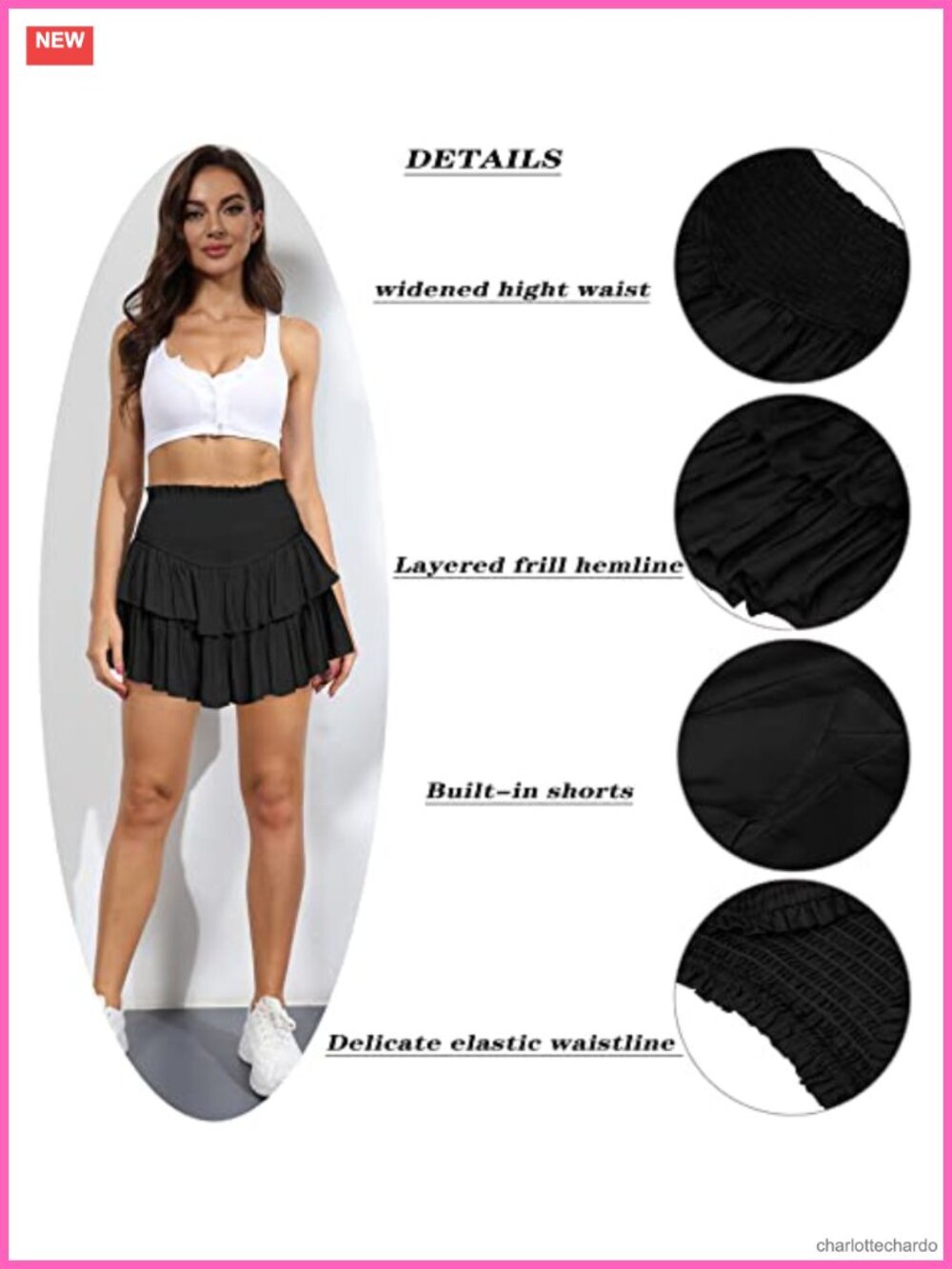 High Waist Ruffle Flowy Mini Skirt Pleated Lined Casual Summer Rayon - Picture 4 of 5
